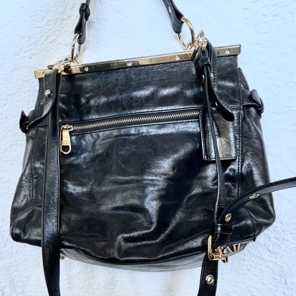 Badgley Mischka Black Leather and Cowhide Crossbody Bag - Picture 7 of 10